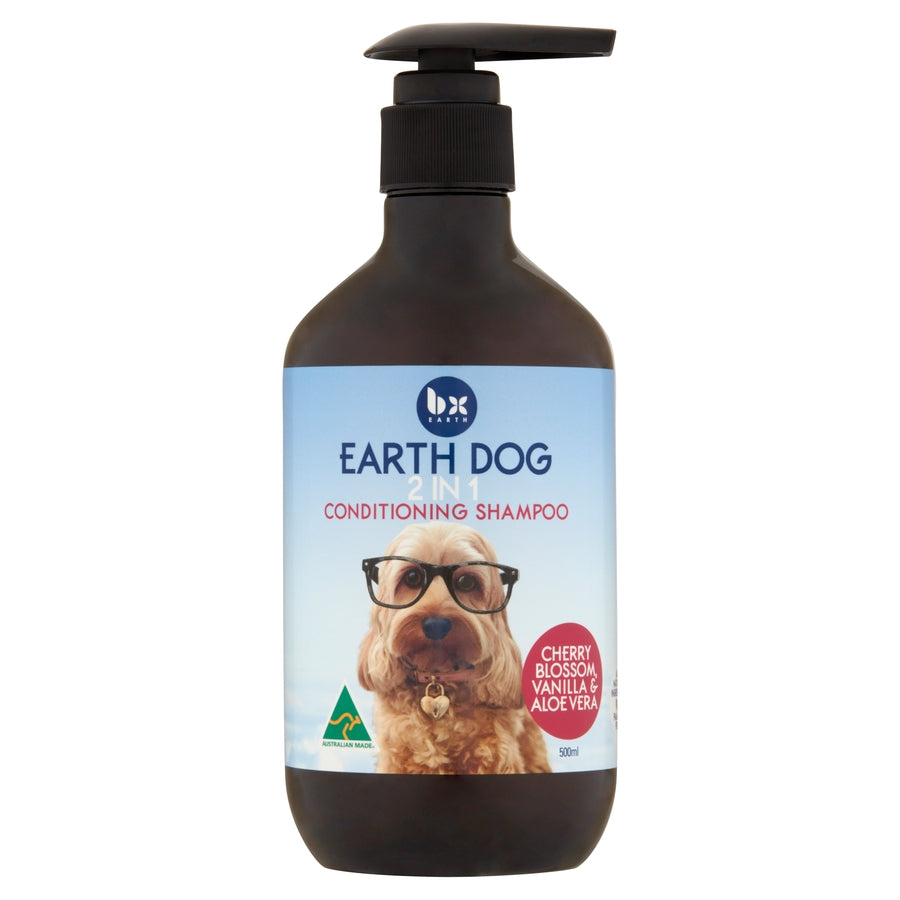EARTH DOG Natural Cherry Blossom and Vanilla 2 in 1 Dog Conditioning Shampoo